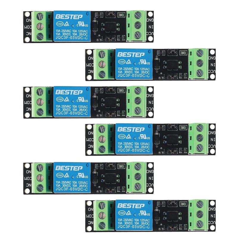 AEDIKO 6pcs 1 Channel Relay Module DC 3V/3.3V High Level Driver Optocoupler Module Isolated Drive Control Board - Image 1